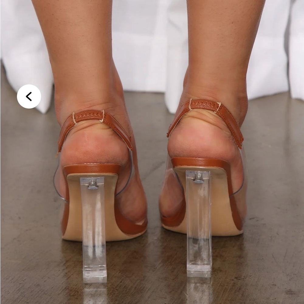 Fashion Nova Tan and Clear Heels